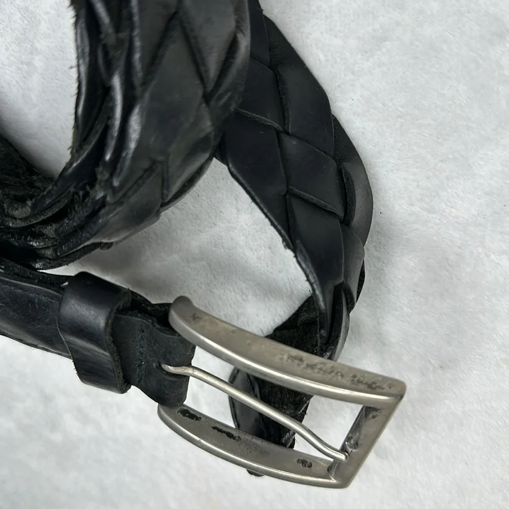 Men’s Black Woven Leather Belt 38